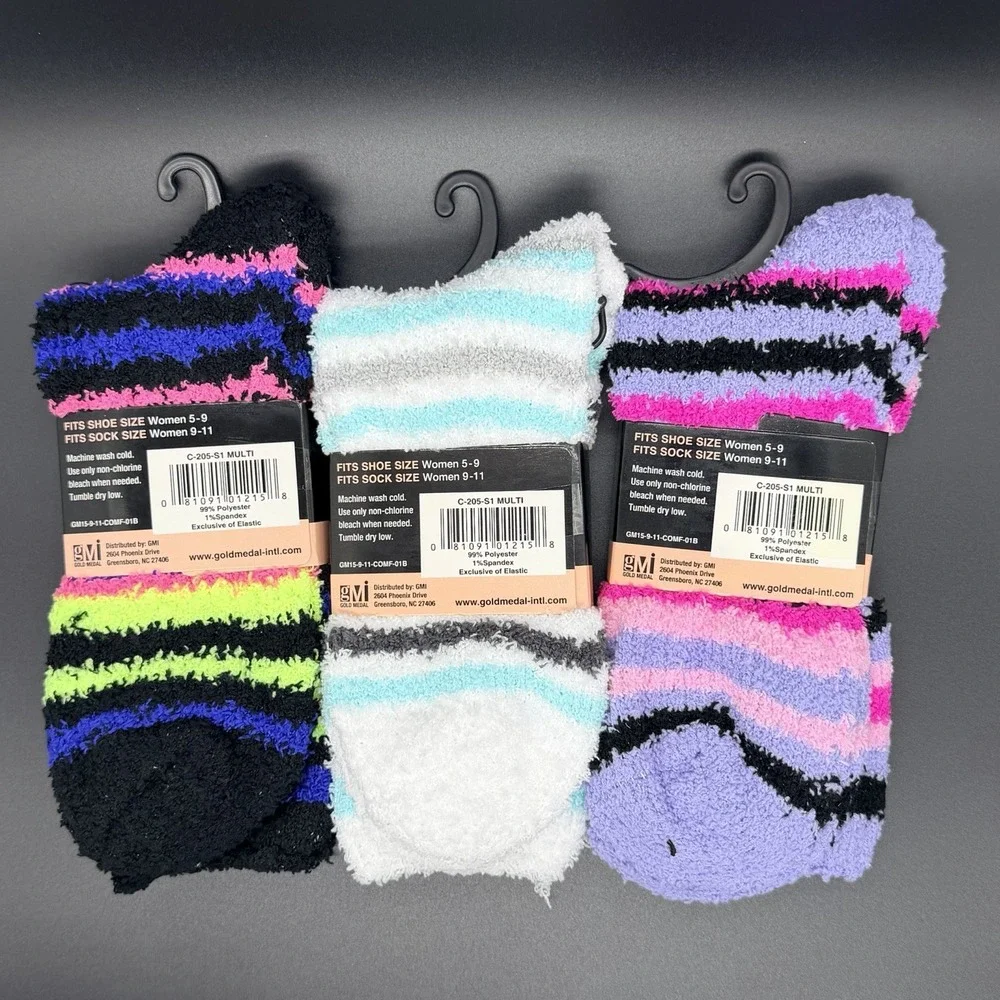 Comfy Womens 3 Pack Spa Socks Fluffy Slipper ComfyCabin Soft Fleece Warm